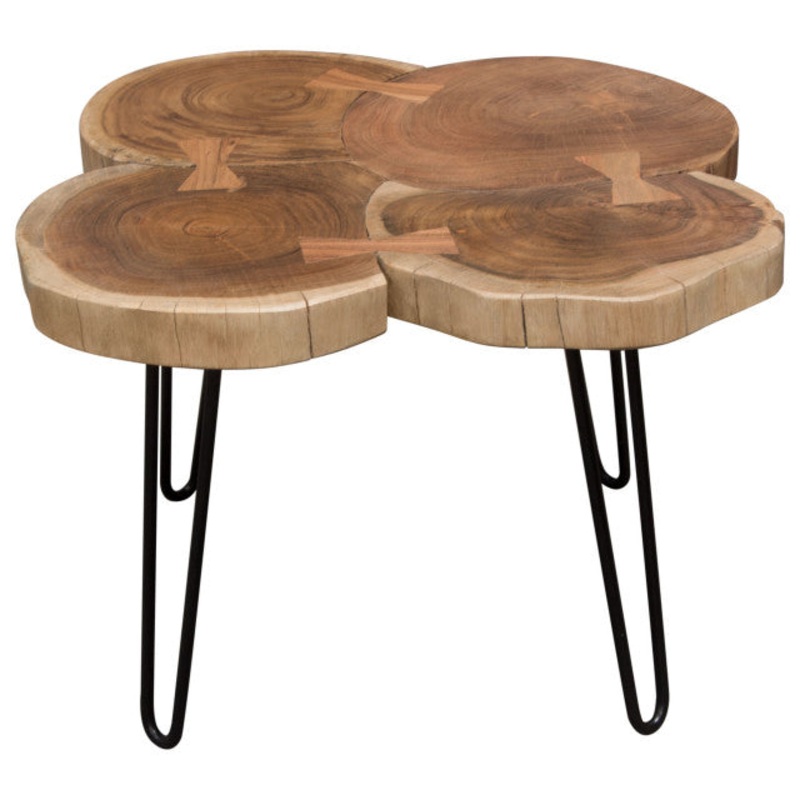 Natural One of a Kind Live Edge Square Cocktail Table w/ Black Hairpin Legs By Diamond Sofa