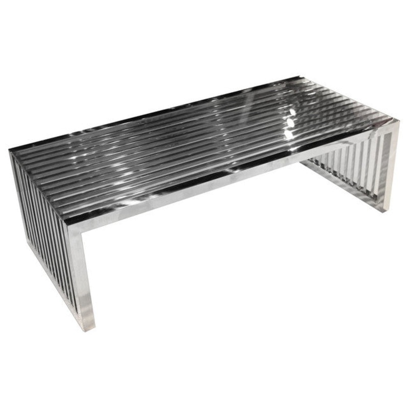 Soho Rectangular Stainless Steel Cocktail Table With Tempered Glass Top By Diamond Sofa