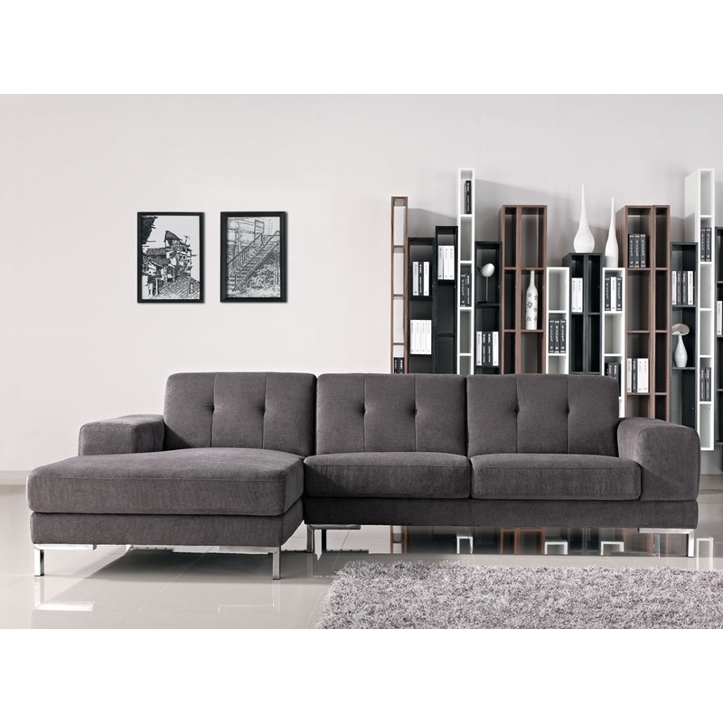 Divani Casa Forli Modern Grey Fabric Left Facing Sectional Sofa Model VGMB-1071B-GRY-LAF