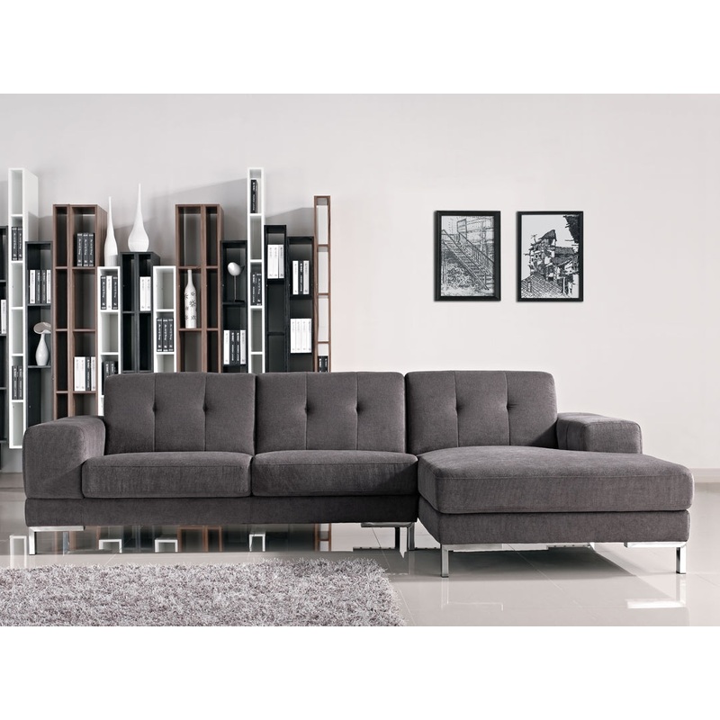 Divani Casa Forli Modern Grey Fabric Right Facing Sectional Sofa Model VGMB-1071B-GRY-RAF