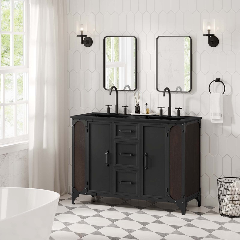 Steamforge 48 Double Sink Bathroom Vanity Modway Model: eei-6422
