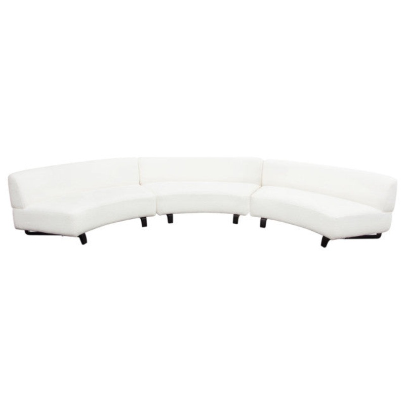 3 Piece Modular Curved Armless Sofa, Faux White Shearling, Black Wood Leg Base By Diamond Sofa
