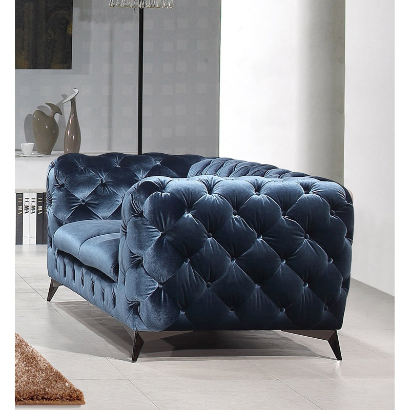Divani Casa Delilah Modern Blue Fabric Loveseat Model VGCA1546-BLU-LOVE