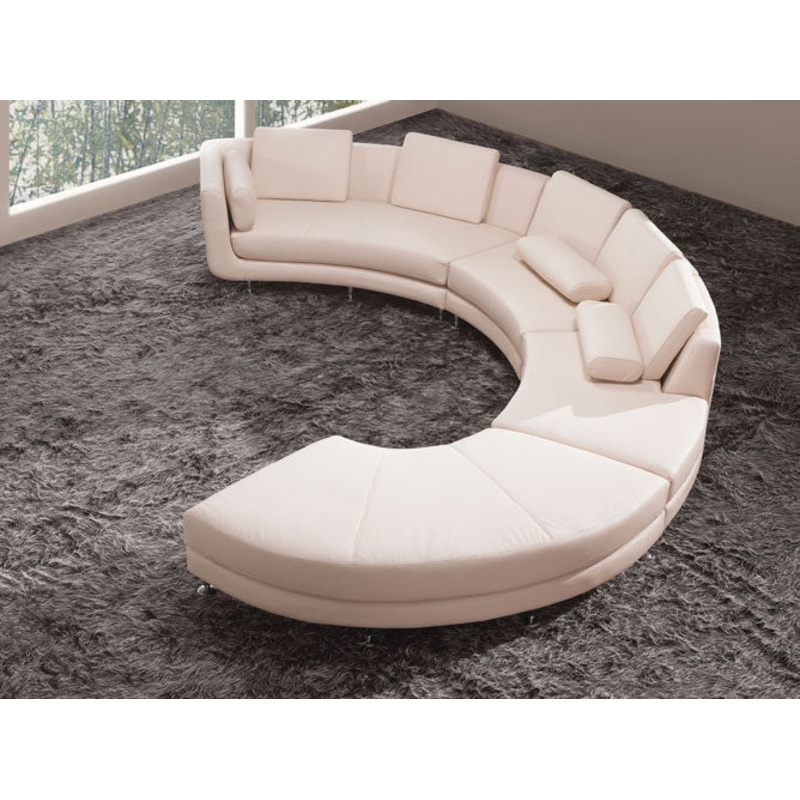 Divani Casa A94 Contemporary White Bonded Leather Curved Sectional Sofa & Ottoman Model VGYIA94-ECO