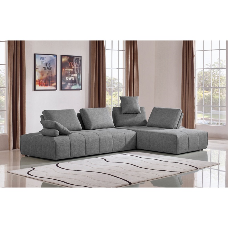 Divani Casa Edgar Modern Grey Fabric Modular Sectional Sofa Model VGMB-1765-GRY
