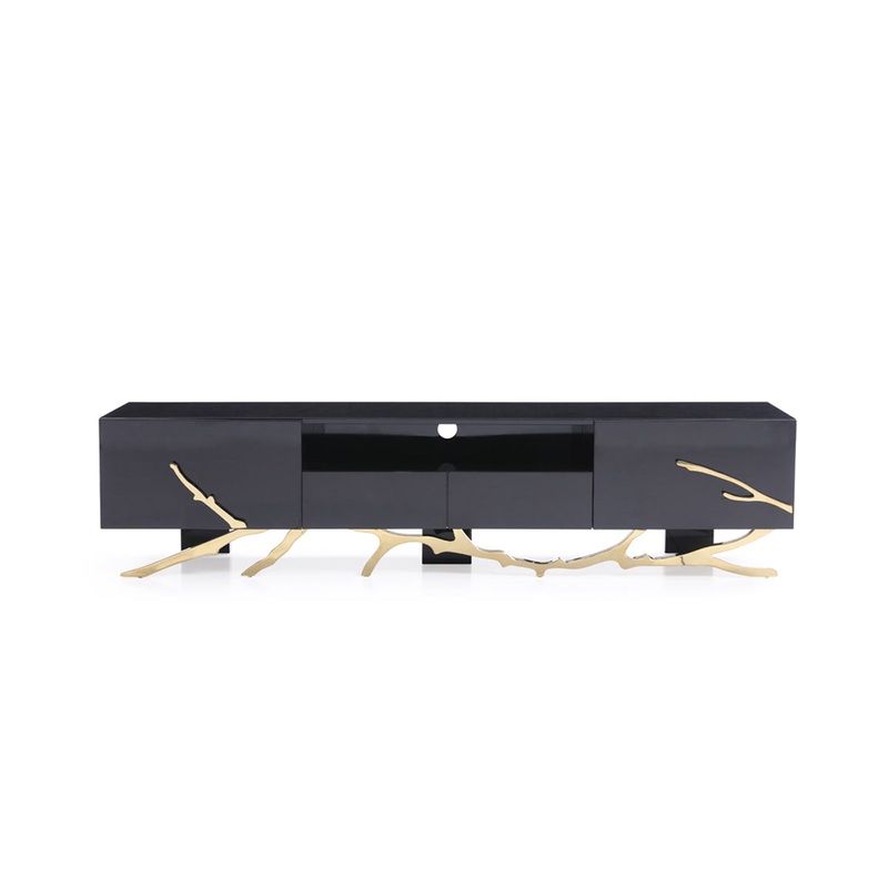 Modrest Legend Modern Black & Gold 79 Tv Stand Model VGVCTV8111-BLK
