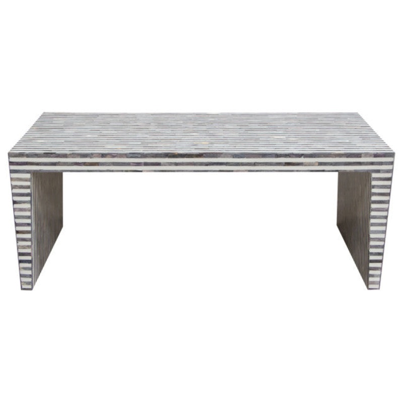 Mosaic Cocktail Table With Bone Inlay, Linear Pattern By Diamond Sofa