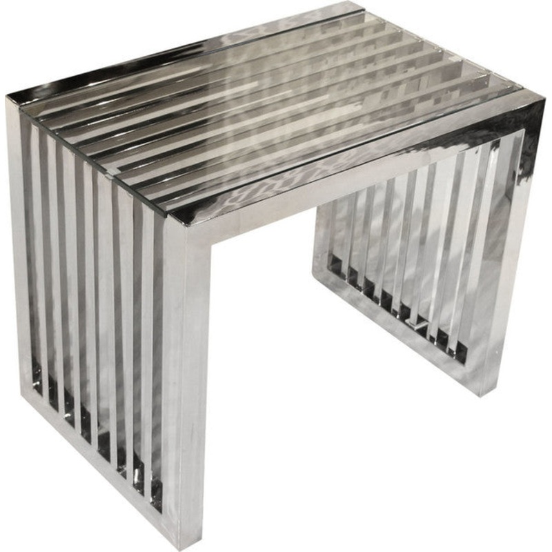 Soho Rectangular Stainless Steel End Table With Tempered Glass Top By Diamond Sofa