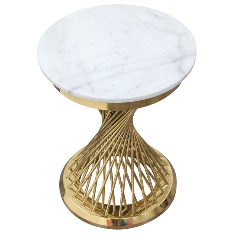 Solstice 18 Round End Table With Spiral Spoked Base, Gold By Diamond Sofa