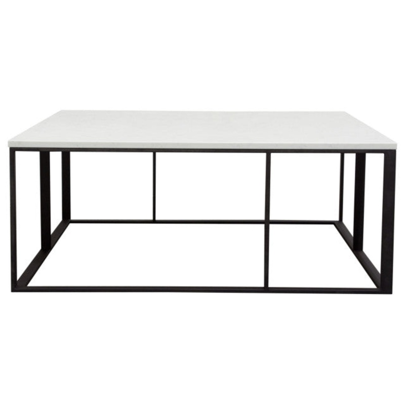 Surface Square Cocktail Table Engineered Marble Top & Black Coated Metal By Diamond Sofa