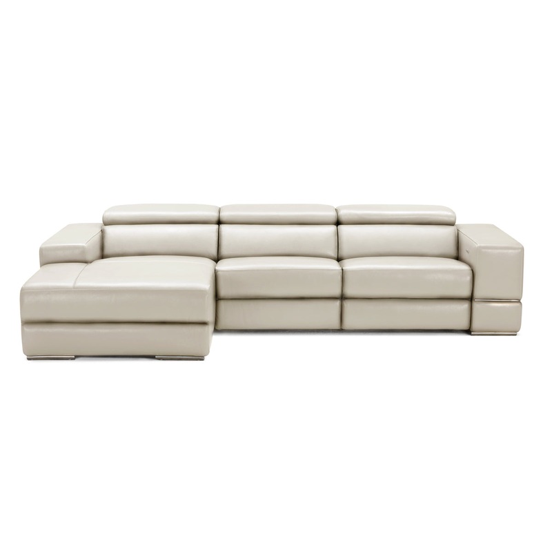 Divani Casa Hilgard Modern Light Grey Leather Left Facing Sectional Sofa With Recliners Model VGKM-KM127H-NL5115