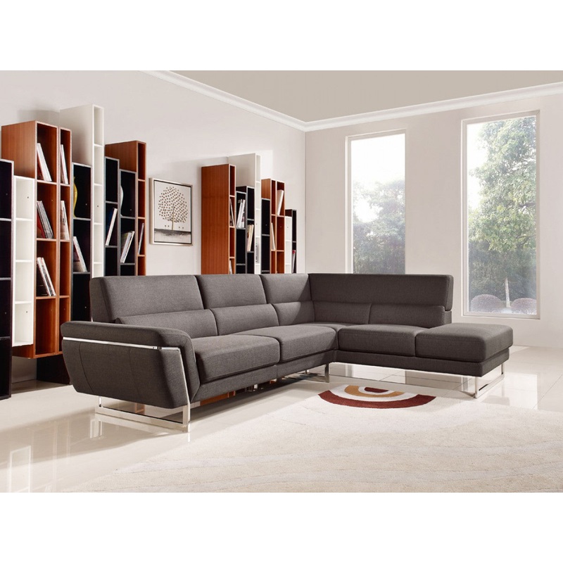 Divani Casa Navarro Modern Brown Fabric Sectional Sofa With Right Facing Chaise Model VGMB-1612-RAF