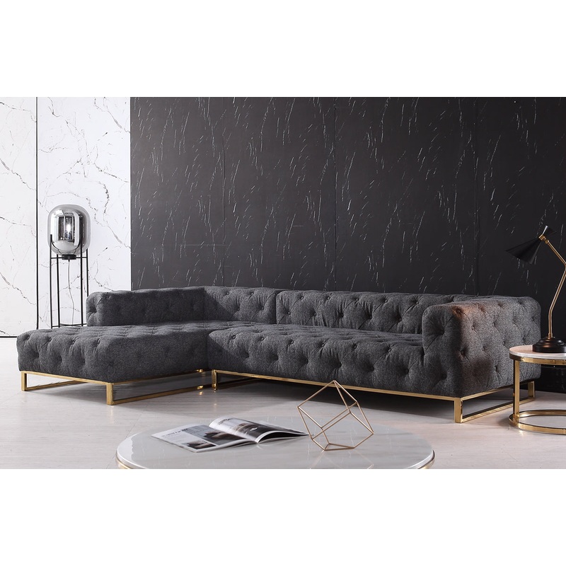 Divani Casa Willa Modern Grey Fabric Left Facing Sectional Sofa Model VG2T-Y-0687B-GRY