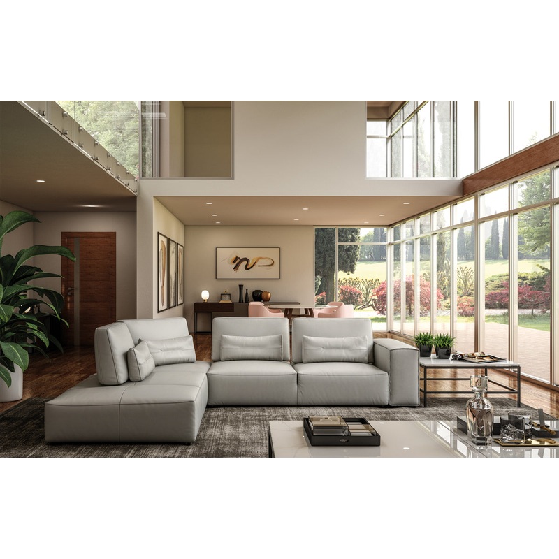 Accenti Italia Enjoy Italian Modern Light Grey Leather Left Facing Sectional Sofa Model VGDDENJOY-LTGRY