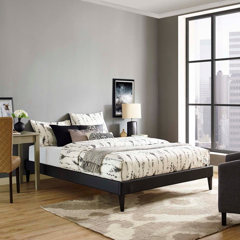 Tessie Vinyl Bed Frame with Squared Tapered Legs Modway Model: mod-5896