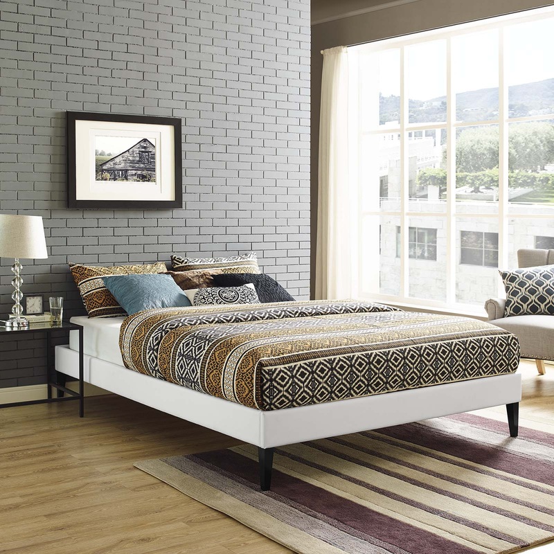 Tessie Vinyl Bed Frame with Squared Tapered Legs Modway Model: mod-5898
