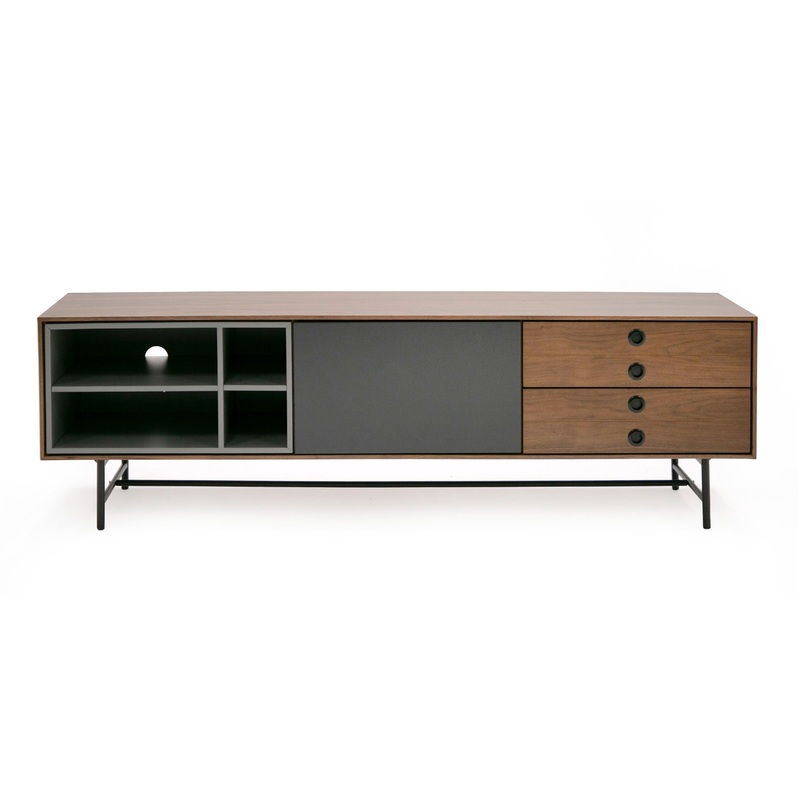 Modrest Bronson Mid Century Modern Walnut & Grey Tv Stand Model VGMABH-582