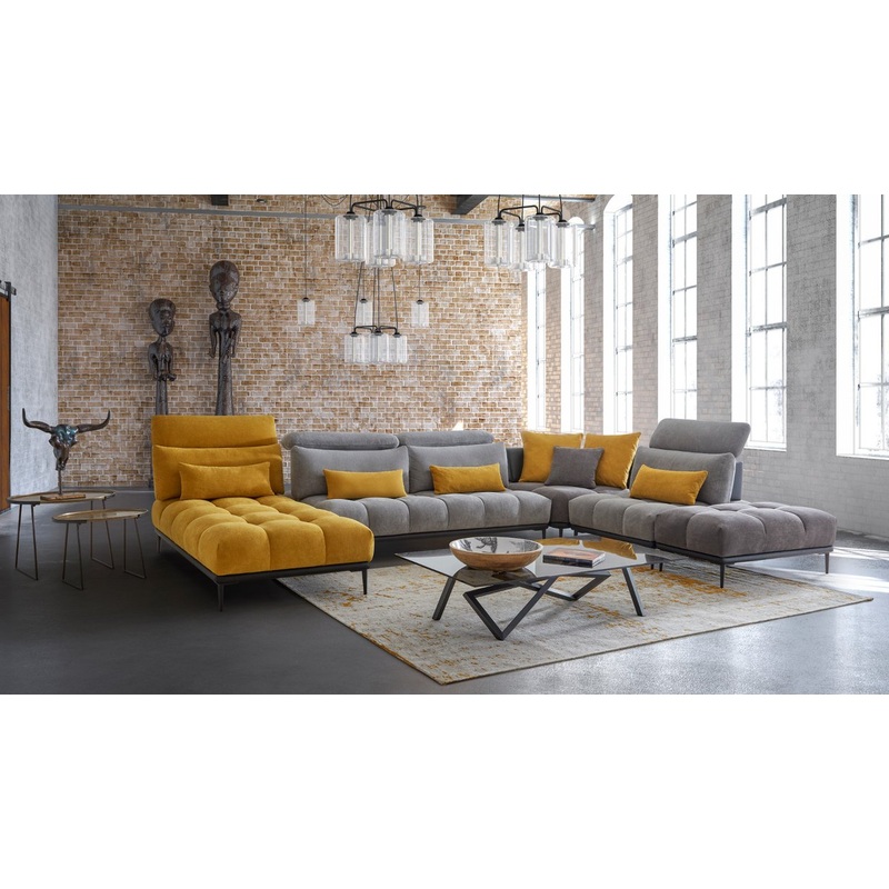 David Ferrari Display Italian Modern Grey & Yellow Fabric Modular Sectional Sofa Model VGFTDISPLAY