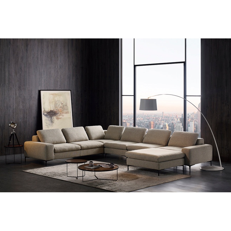 Divani Casa Cascade Modern Beige Fabric U Shaped Sectional Sofa Model VGMB-C002-BGE