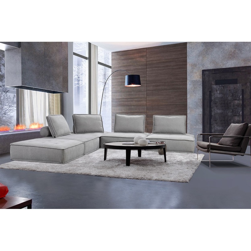 Divani Casa Nolden Modern Grey Fabric Modular Sectional Sofa Model VGKNK8542-GREY