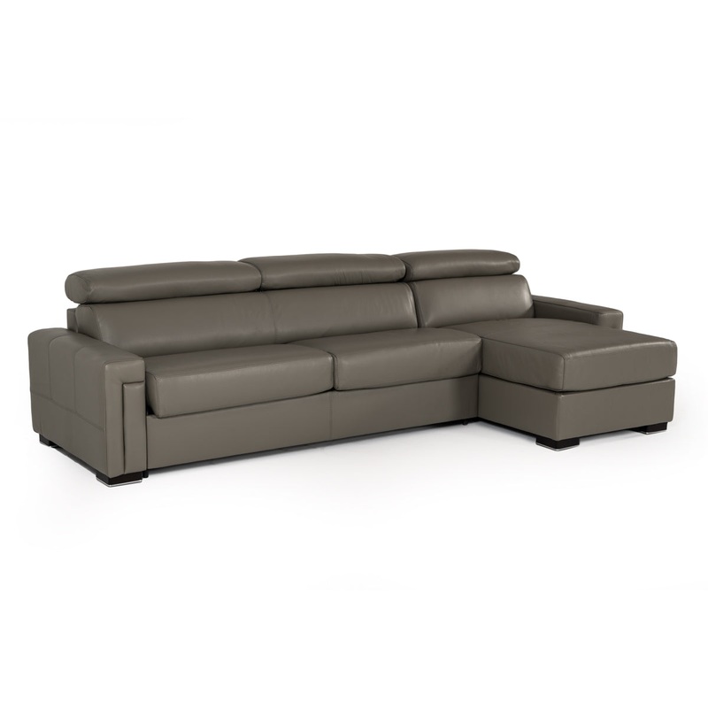 Lamod Italia Sacha Modern Dark Grey Leather Reversible Sectional Sofa Bed With Storage Model VGNTSACHA-C611