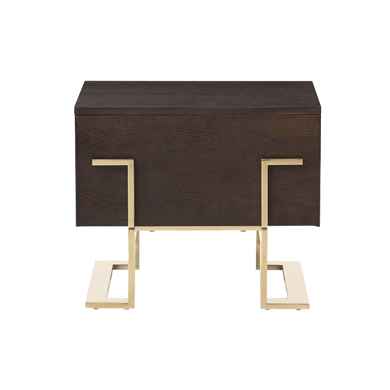 Modrest Moontide Modern Smoked Ash & Gold Nightstand Model VGVCJ1922-D