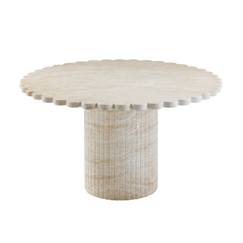 Blossom Washed Travertine Finish Indoor / Outdoor 54 Round Dining Table Model: TOV-D54349