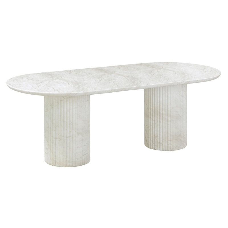 Brut White Marble Pattern Indoor/Outdoor Dining Table Model: TOV-D54408
