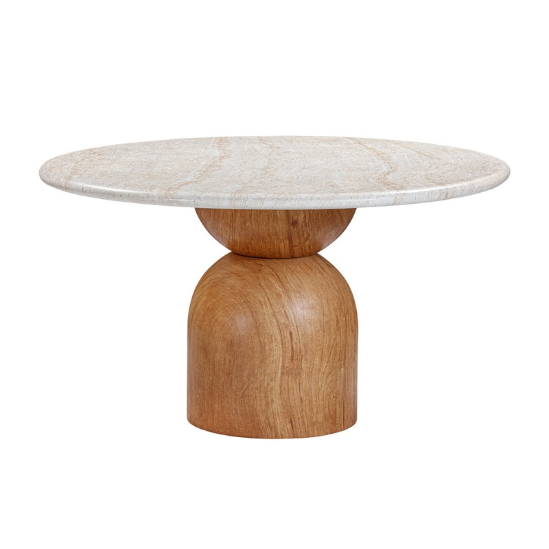 Cynthia Travertine Concrete Indoor / Outdoor 54 Round Dining Table Model: TOV-D54319