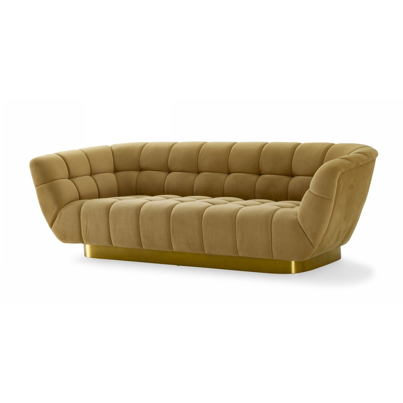 Divani Casa Granby Glam Mustard And Gold Fabric Sofa Model VGODZW-946