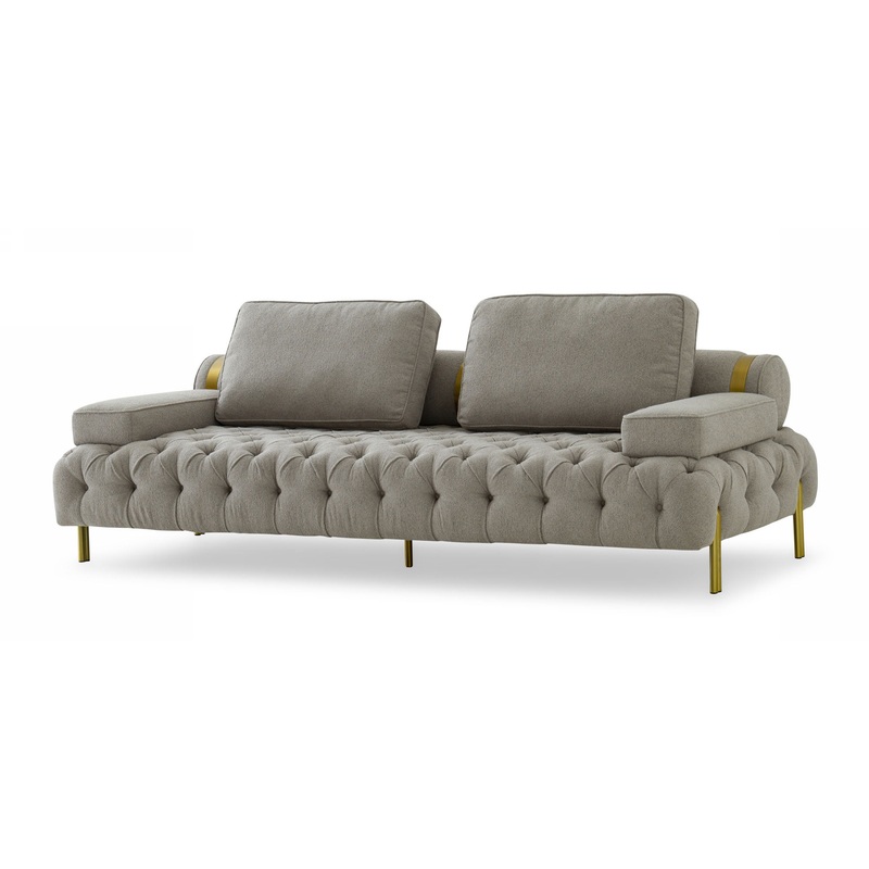 Divani Casa Ladera Glam Grey And Gold Fabric Sofa Model VGODZW-9106