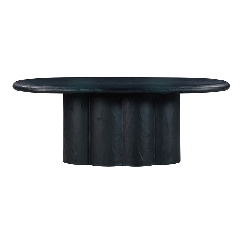 Elika Black Faux Plaster Oval Dining Table Model: TOV-D54235