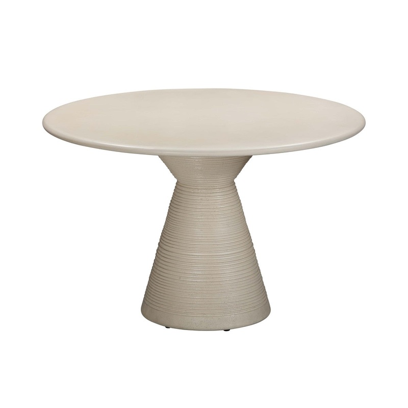 Fern Beige Textured Faux Plaster Concrete Indoor / Outdoor 47 Round Dining Table Model: TOV-O54277