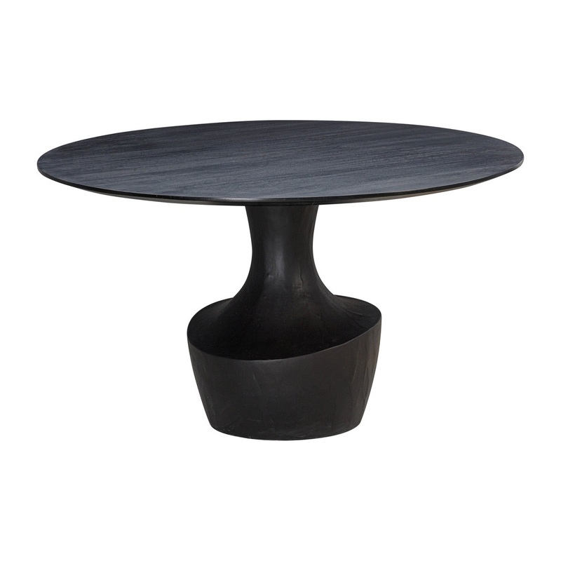 Gevra Black Acacia & Faux Plaster 54 Round Dining Table Model: TOV-D54245