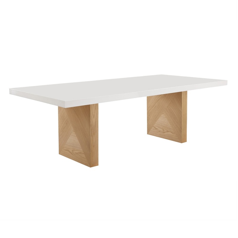 Madeline White Gloss and Natural Ash 92 Rectangular Dining Table Model: TOV-D68766
