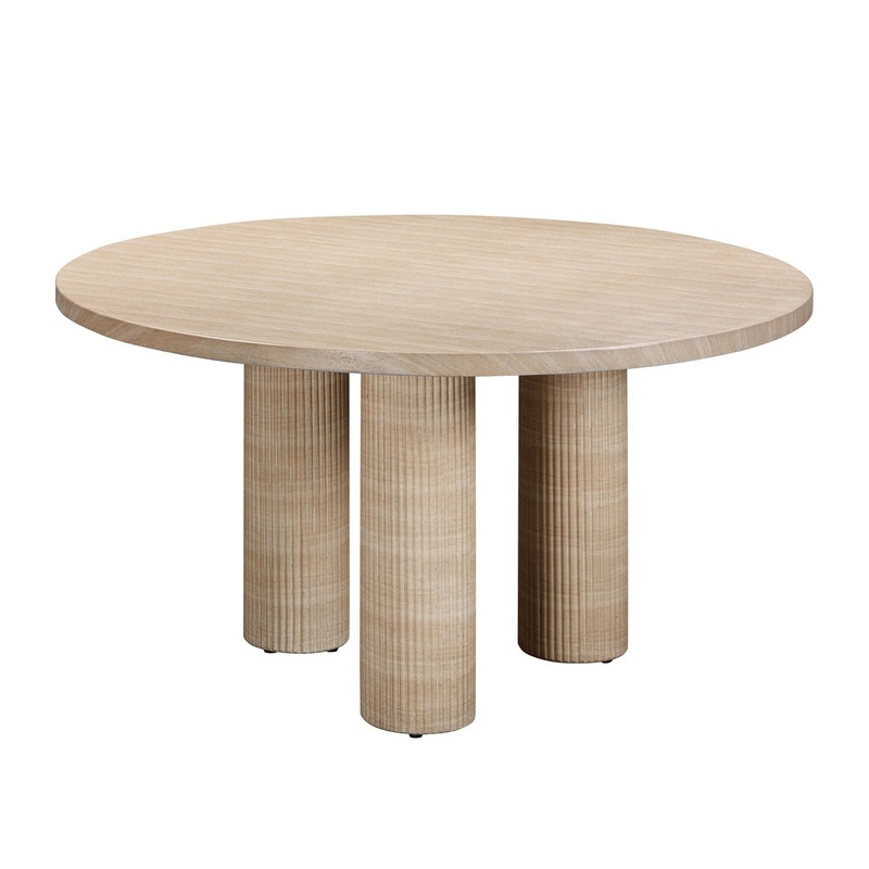 Patti Textured Faux Travertine Indoor / Outdoor 55 Round Dining Table Model: TOV-O54276