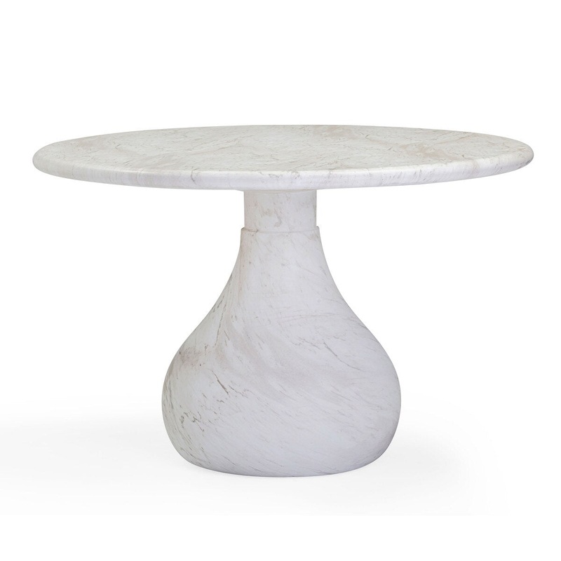 Smooch White Marble Print Indoor / Outdoor 47 Round Dining Table Model: TOV-O54489