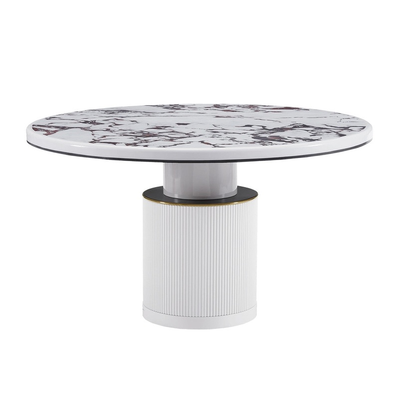 Vanessa White Marble Lacquer 53 Round Dining Table Model: TOV-D68760