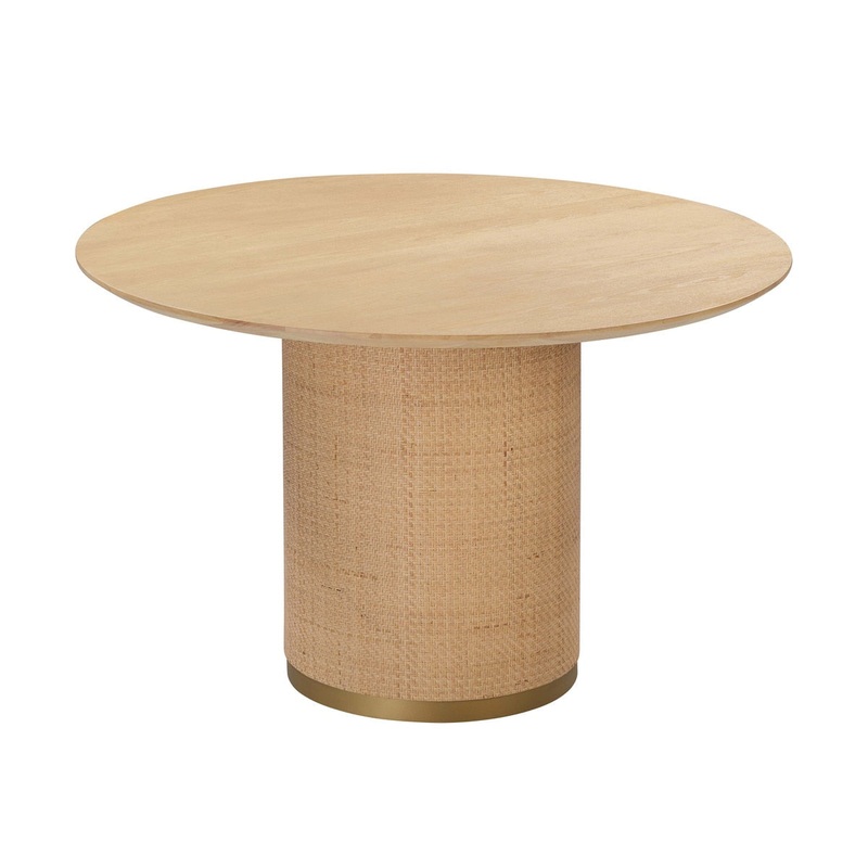 Akiba Natural Ash & Rattan 47 Round Dining Table Model: TOV-D54221