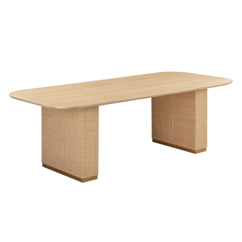 Akiba Natural Ash & Rattan 96 Rectangular Dining Table Model: TOV-D54220