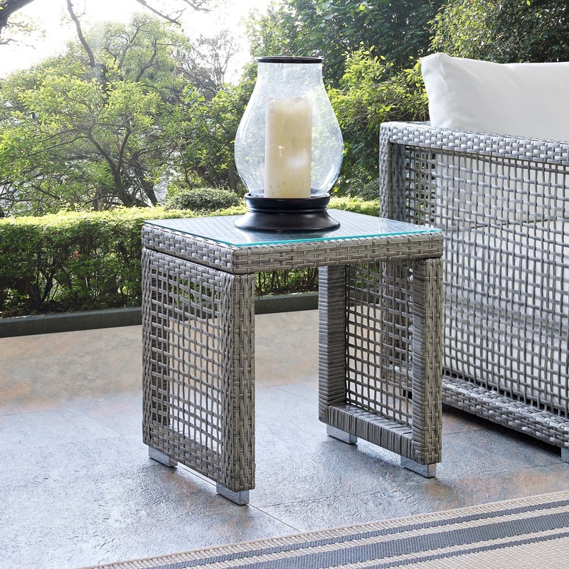 Aura Outdoor Patio Wicker Rattan Side Table Modway Model: eei-2922