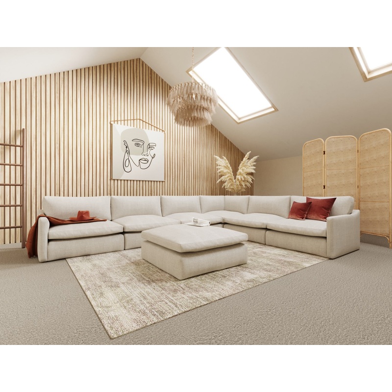 Divani Casa Fedora Modern White Fabric Sectional Sofa & Ottoman Model VGKKKF2637-B1223