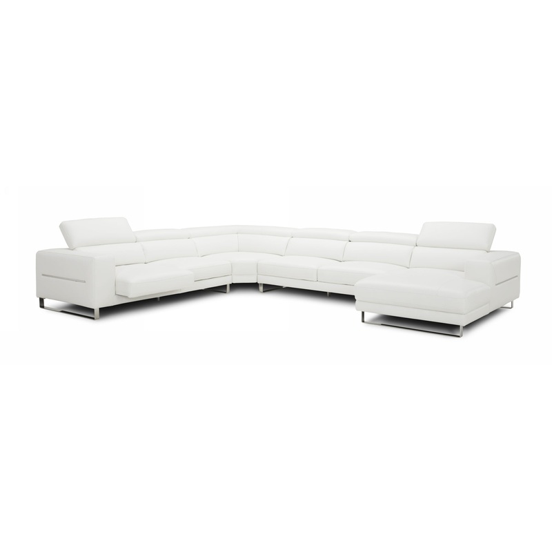 Divani Casa Hawkey Contemporary White Full Leather U Shaped Sectional Sofa Model VGKKKF1066-L2927