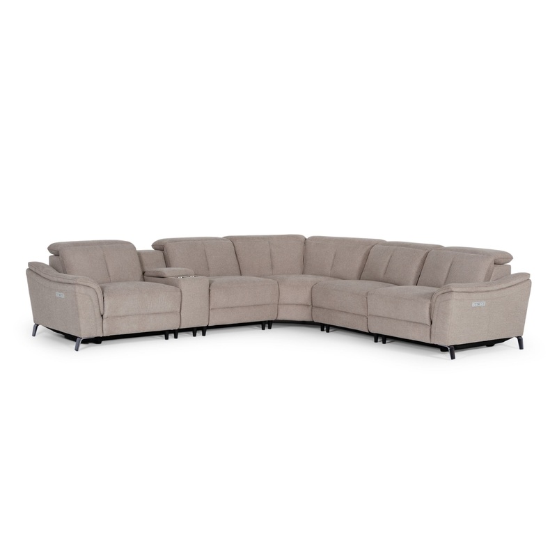 Divani Casa Lloyd Modern Light Brownfabric Sectional With Three Recliners Model VGKMKM.510H-SECT