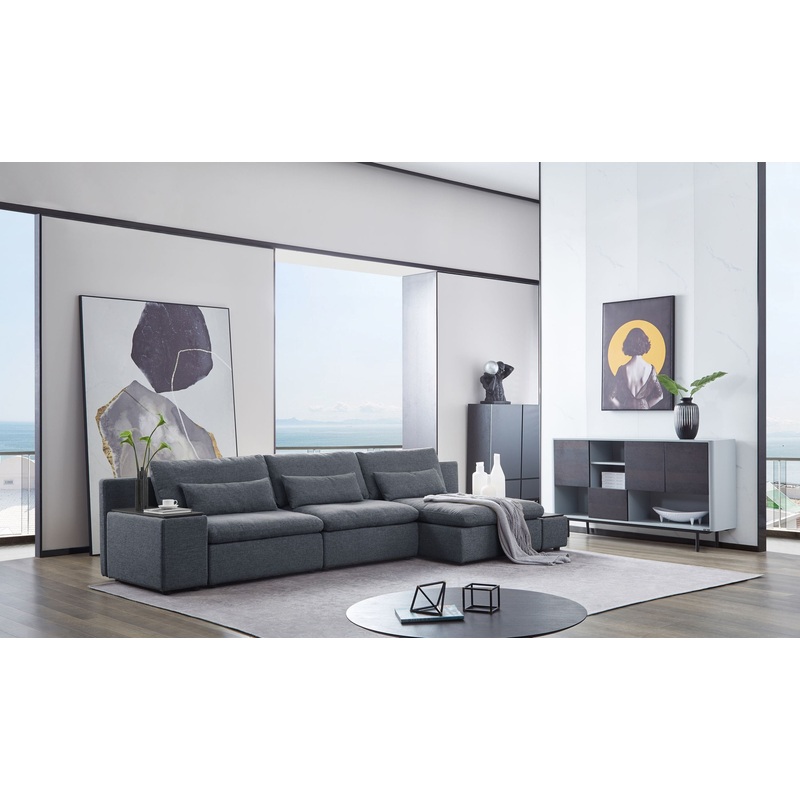 Divani Casa Paseo Modern Grey Modular Sectional Sofa Model VGMB-C008