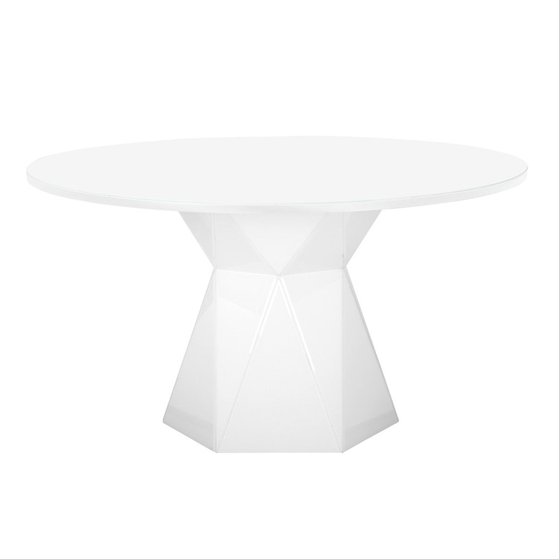 Iris White Glass Dining Table Model: TOV-D68459