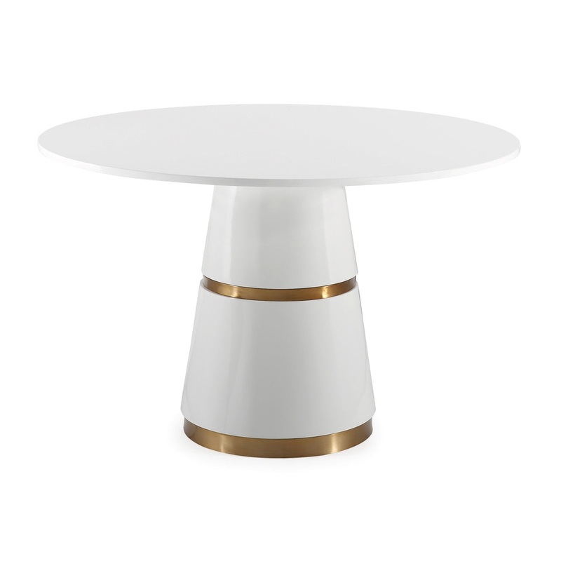 Rosa White Lacquer 47 Round Dining Table Model: TOV-GT5505