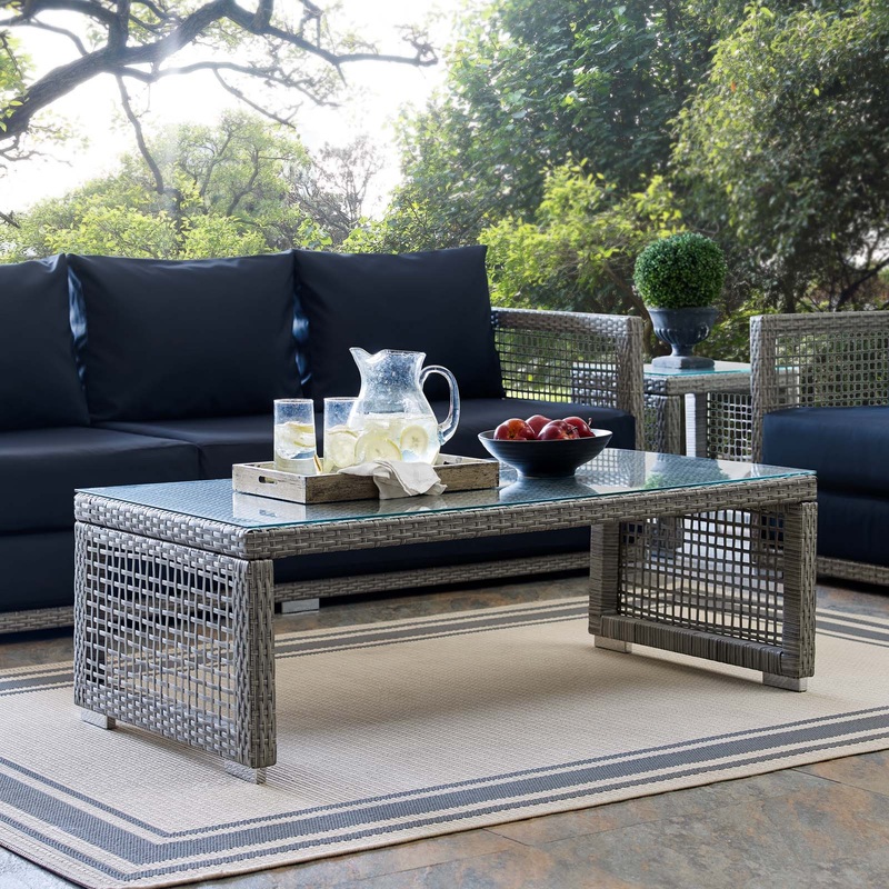 Aura Rattan Outdoor Patio Coffee Table Modway Model: eei-2919