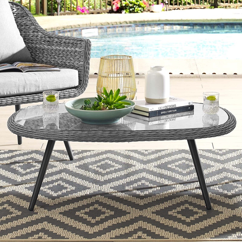 Endeavor Outdoor Patio Wicker Rattan Coffee Table Modway Model: eei-3026
