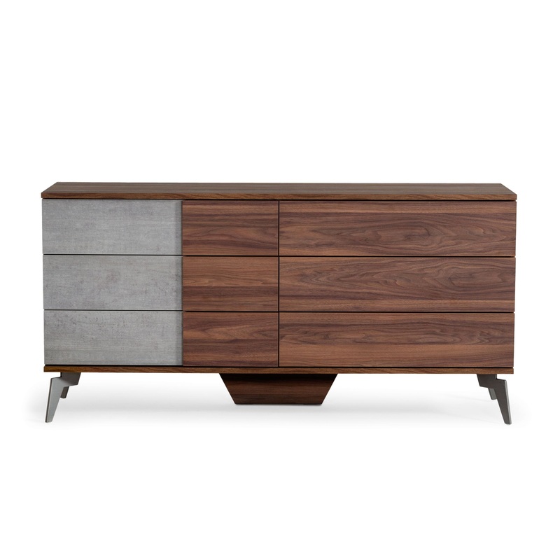 Nova Domus Palermo Modern Italian Faux Concrete & Walnut Dresser Model VGACPALERMO-WAL-DRS
